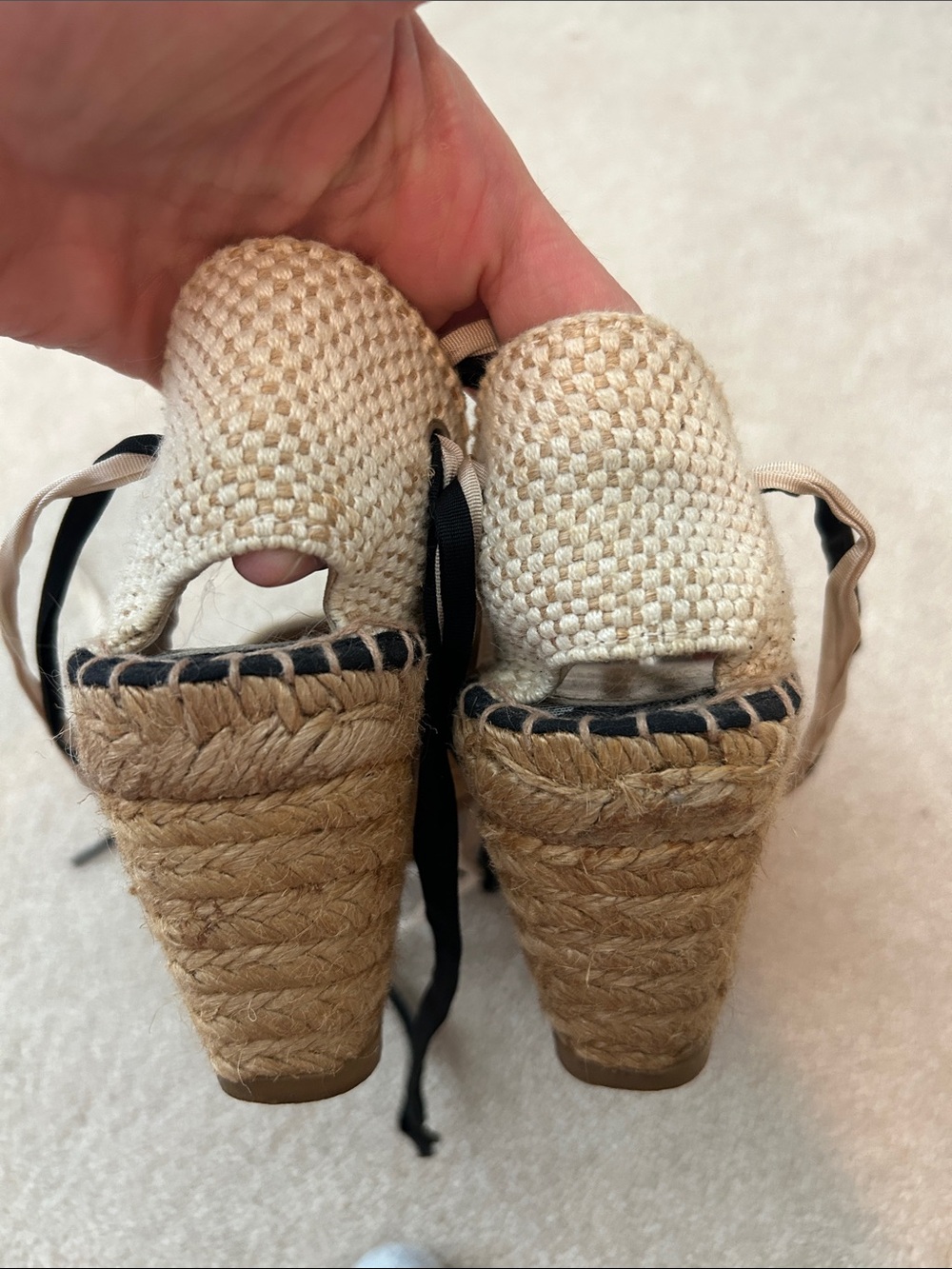 Burberry Tan Black Check Lace-Up Espadrille Wedges - Picture 4 of 7